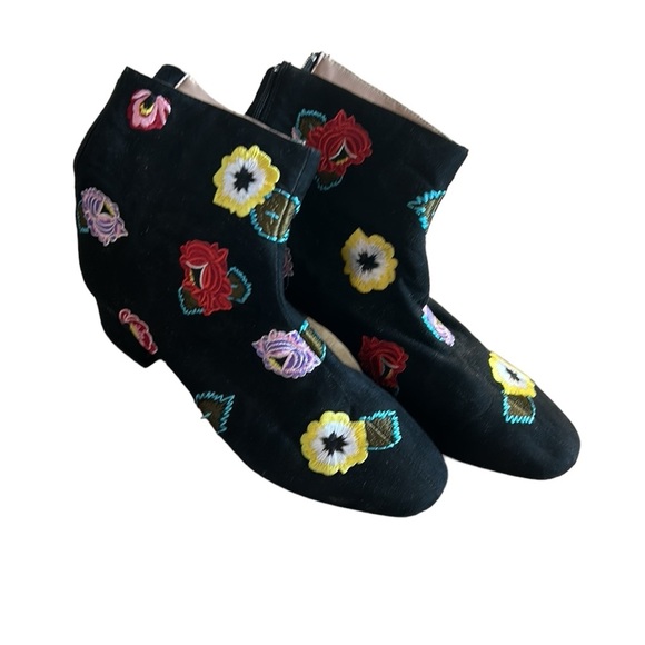 Betsey Johnson Shoes - Betsey Johnson ankle booties,women size 10.Twiggy,floral embroidered faux suede